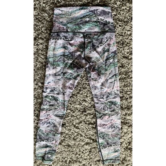Lululemon Wunder Under High Rise Springscape Multi Color Crop LEGGINGS sz 2 - Picture 4 of 9
